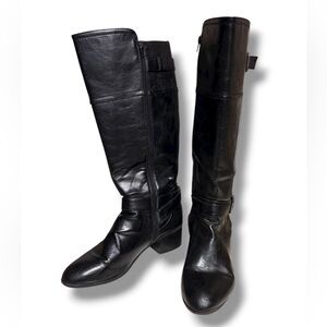UNISA Unpamma Black Zip Up Calf Boots Buckle Detail